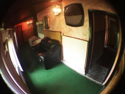 an overhead view of a living room with a couch at Guest House Pikapolonca in Maribor