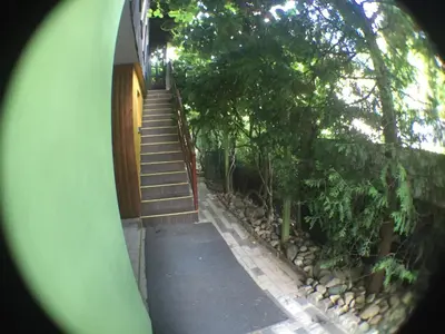 a stairway leading up to a house with a stair case at Guest House Pikapolonca in Maribor