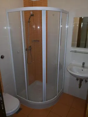 a shower in a bathroom with a toilet and a sink at Gostilna pri Dragici, gostilna s prenočišči, d.o.o. in Sežana