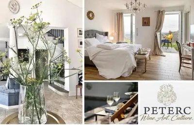 a collage of pictures of a bedroom and a room with a bed at Peterc Vineyard Estate in Kojsko