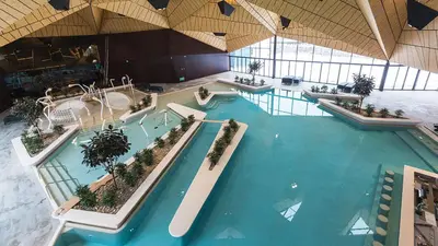 an overhead view of a large swimming pool at Aparthotel Rosa 404 in Podčetrtek
