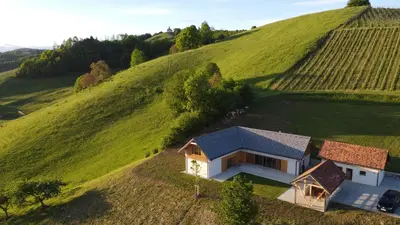 an overhead view of a house on a hill at Hiša sonca Toti breg in Svečina
