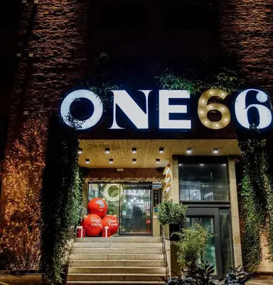 a store front with a one crore sign on it at ONE66 Hotel in Ljubljana