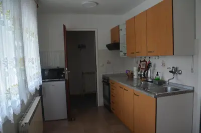 a kitchen with a sink and a counter top at Hiša v Travniku in Šmartno
