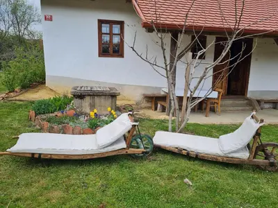 two scooters parked in the grass in front of a house at Balajceva domačija - Moravske Toplice in Moravske Toplice