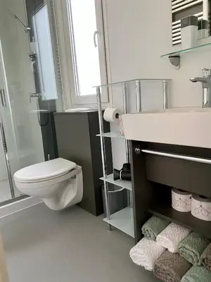a bathroom with a toilet and a sink at Hiša Uran in Kobarid