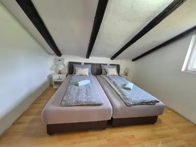 a bedroom with two beds in a room at Vila Antik in Ilirska Bistrica