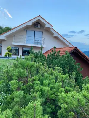 a house with trees in front of it at Morning coffee w a view :) in Podčetrtek