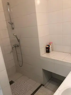 a bathroom with a shower and a sink at INDUSTRIAL STUDIO 1 in Ljubljana