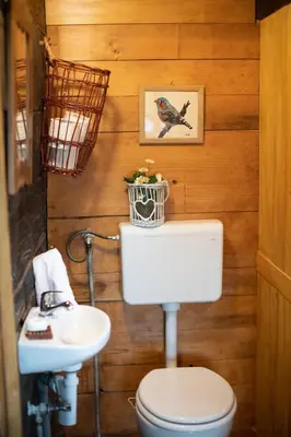 a bathroom with a toilet and a sink at HIS-a za 2 in Dragatuš