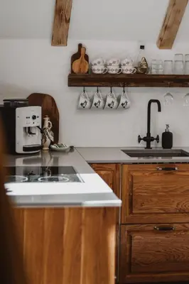a kitchen with a sink and a counter top at Zidanica Žagar in Dolenjske Toplice