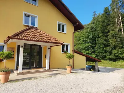 a yellow house with plants in front of it at Zelena Oaza in Zgornja Kungota