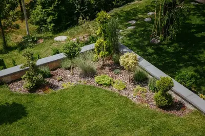 an overhead view of a garden with plants at Apartment Oddih with terrace and private SAUNA in Bled