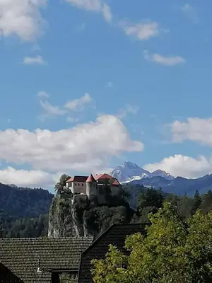 a house on top of a mountain in the mountains at Apartma Tanya Bled in Bled