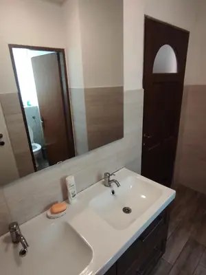 a bathroom with a sink and a mirror at Park Istra holiday home in Koper