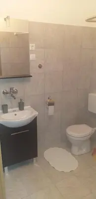 a bathroom with a sink and a toilet at Relax Črni Kal 3 in Črni Kal