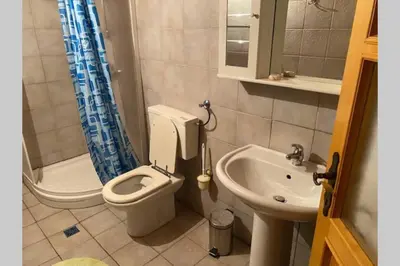 a small bathroom with a toilet and a sink at Apartma Jožica in Tonček in Sveti Jurij ob Ščavnici