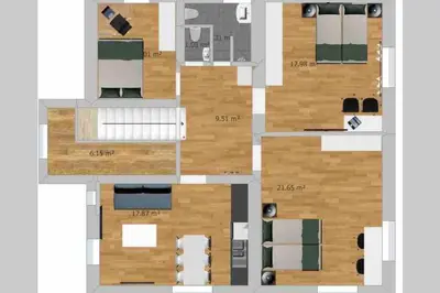 a floor plan of aominium building with a layout at The Villa in Ljubljana