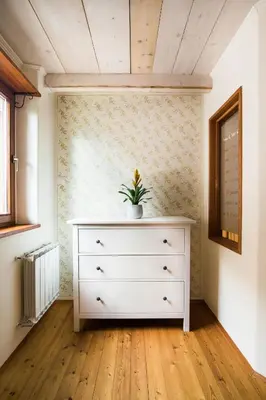 a dresser with a plant on top of it in a room at Apartma Lojz in Bovec