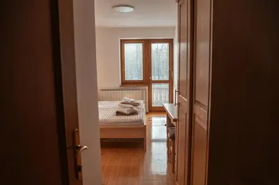 a small room with a bed and a window at Rooms and Apartments Panker in Moravske Toplice