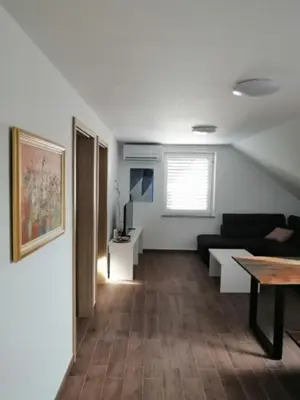 a living room with a couch and a table at BLATNIKOV HRAM in Dvor