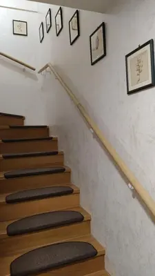 a set of stairs with pictures on the wall at Tulpika1 in Moravske Toplice