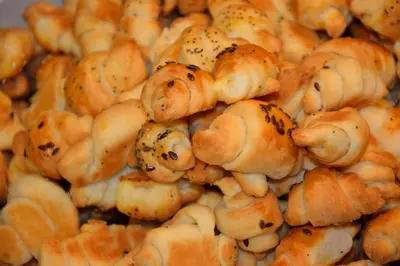 a pile of food that is piled up at Guesthouse Močivnik in Okroglice
