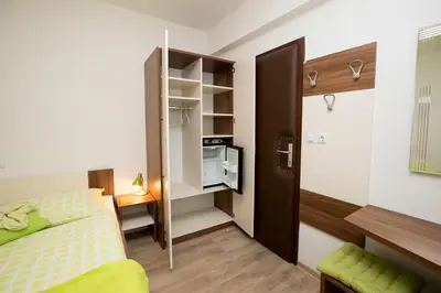 a bedroom with a bed and a tv in a room at Accommodation Resman in Bohinj