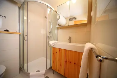 a bathroom with a shower and a sink at Apartma Prisank Kranjska Gora in Kranjska Gora