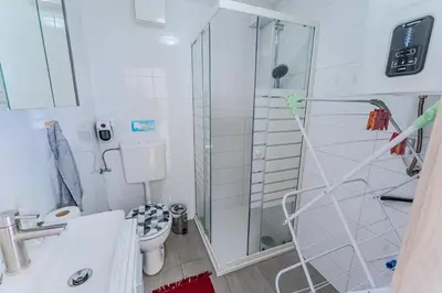 a bathroom with a shower and a toilet at Nature Lover's Paradise in Julian Alps in Mojstrana