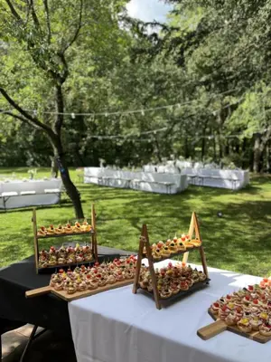 a table with a bunch of food on it at Vila Park Ravne in Ravne na Koroškem