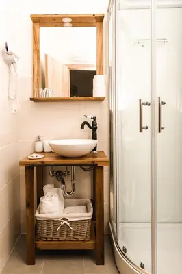 a bathroom with a sink and a shower at Vila Ana in Štanjel