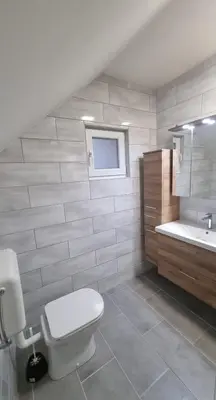 a bathroom with a toilet and a sink at APARTMA KAAN in Žaga