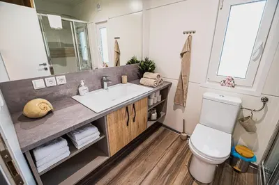 a bathroom with a sink and a toilet at Premium Mobile Homes with Thermal Riviera Tickets in Čatež ob Savi