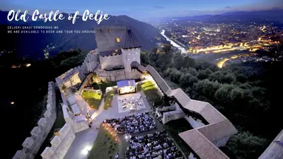 an aerial view of a building with a crowd of people at Road View Apartment Celeia in Celje