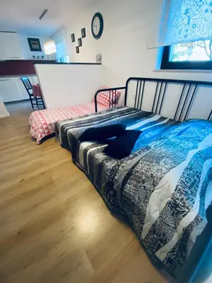a bedroom with two beds in a room at Apartma KAMNITNK in Škofja Loka