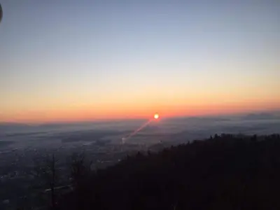 a sunset from the top of a mountain at Garden House in Kranj