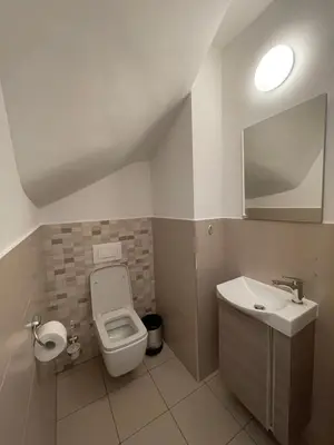 a bathroom with a toilet and a sink at JZ Apartments - Pohorje in Maribor