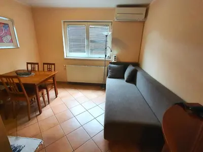 a living room with a couch and a table at Aparthotel Rosa - apartma 204 in Podčetrtek