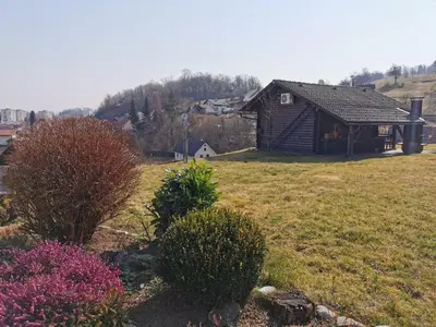 a house on a hill with a yard with bushes at Cottage Barbara with Sauna in Škofja Loka