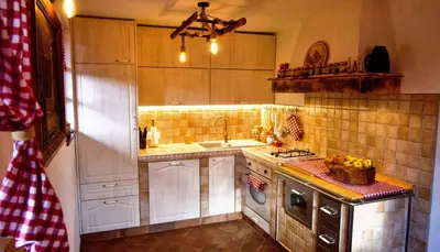 a kitchen with a sink and a stove top oven at Holiday home in Otocec Kranjska Krain 42903 in Otočec