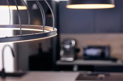 a close up of a light fixture in a kitchen at Apartma La Casa in Radovljica