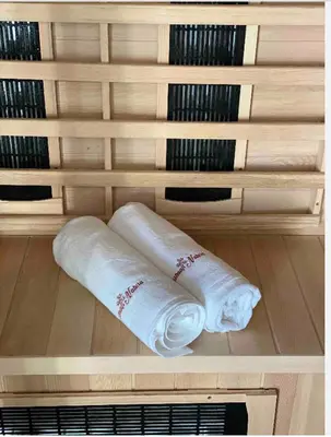 two rolls of toilet paper sitting on a shelf at Lovely apartment in nature with sauna in Postojna