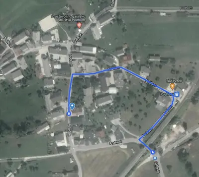 a map of a road with a blue line at Zemva Stays - Apartma ELA in Zgornje Gorje