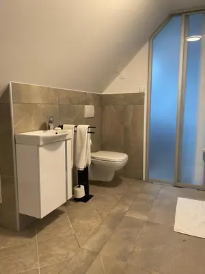 a bathroom with a sink and a toilet at AB Ljubljana - Breg Apartments in Ljubljana