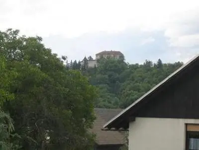 a house on top of a hill with trees at Apartmaji Sparakel in Bled