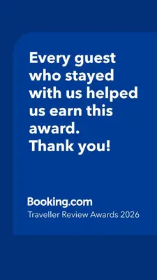 a blue picture with the words every guest who stayed with us helped us earn this at OLD SQUARE HOUSE - HIŠA NA STAREM TRGU in Tolmin