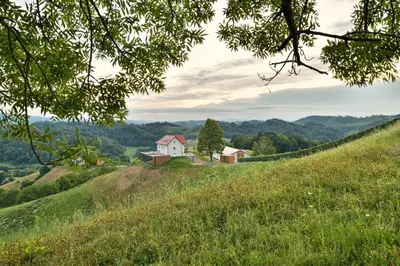 a house on top of a grassy hill at Hisa 1624 - Adults Only in Zgornja Kungota