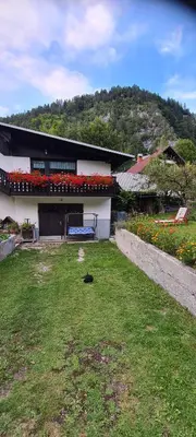 a house with flowers on the side of it at Apartma Vidic in Gozd Martuljek