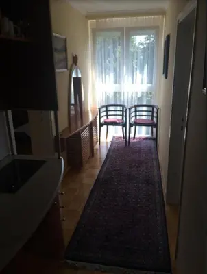 a kitchen with two chairs and a table and a rug at Apartment Lucy, Bled in Bled